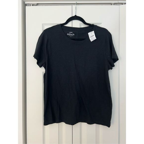 J. Crew NWT Girlfriend Crewneck Tee Black T-Shirt, Sz Large, MSRP $35 - Picture 2 of 10